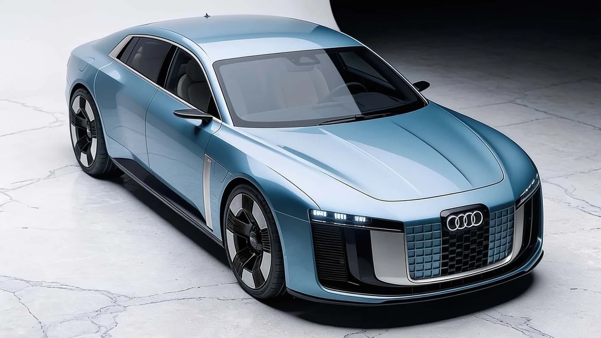 Independent front three-quarter rendering of an Audi A8 inspired by Concept C