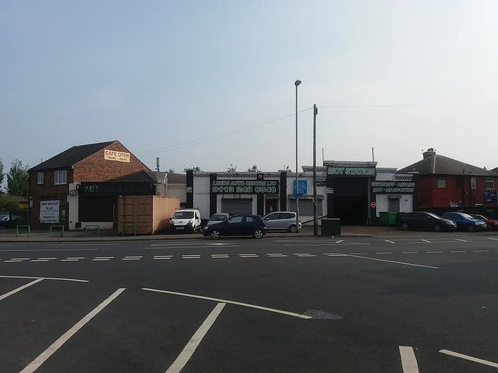 A British MOT testing garage photographed in Leeds