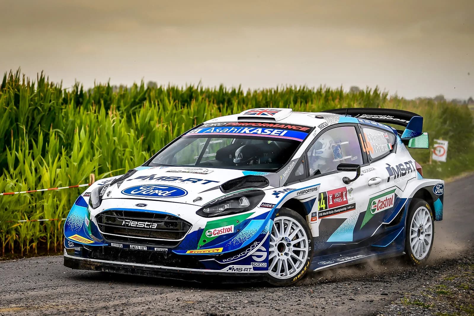M-Sport Ford Fiesta WRC rally car on a gravel stage