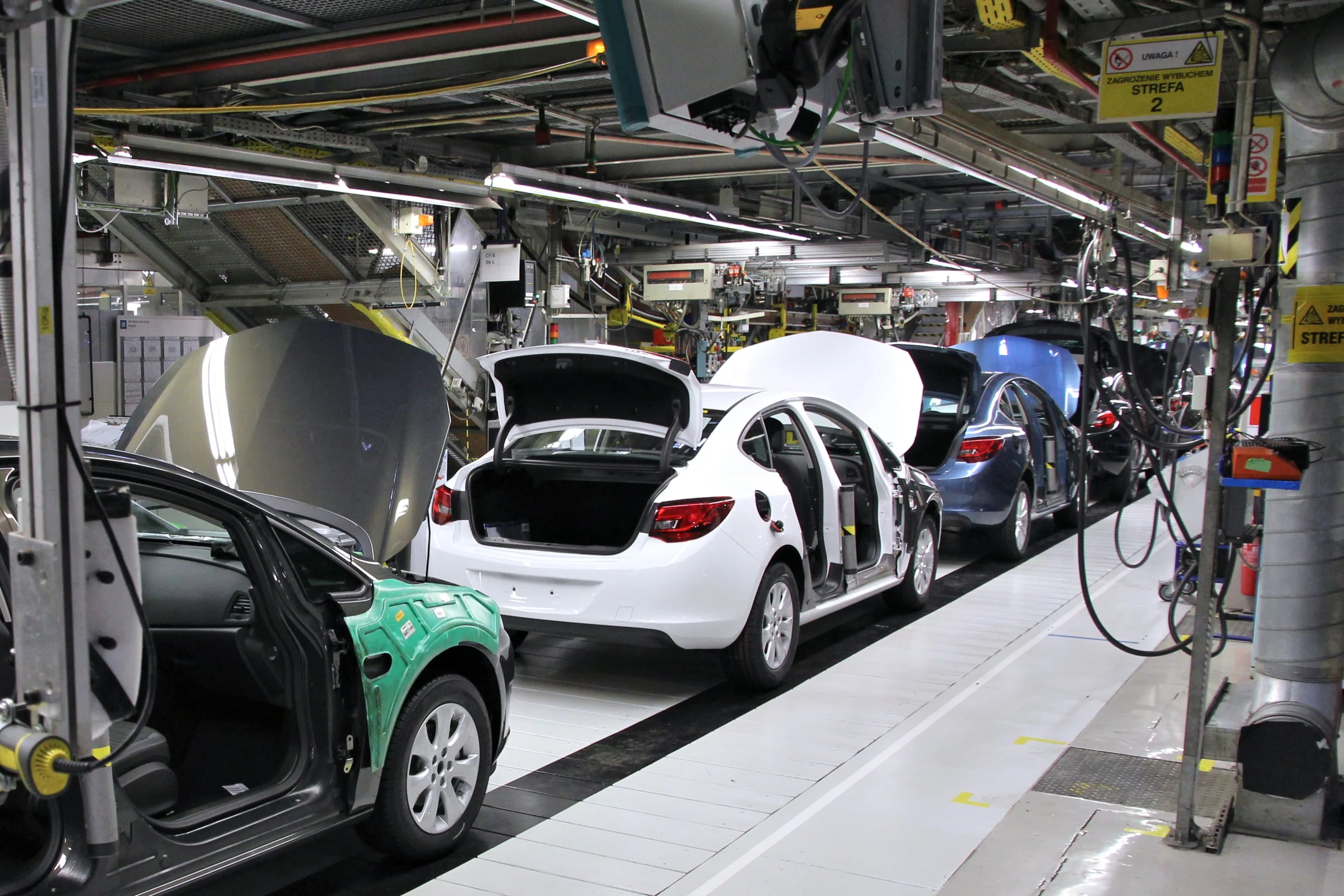 Automotive assembly line at the General Motors Manufacturing Poland plant in Gliwice