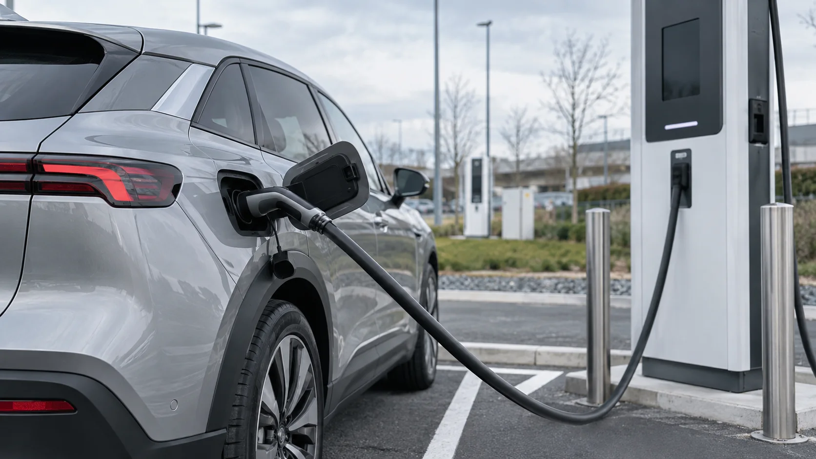 Graph showing an electric vehicle's charging power (kW) versus state of charge (%).