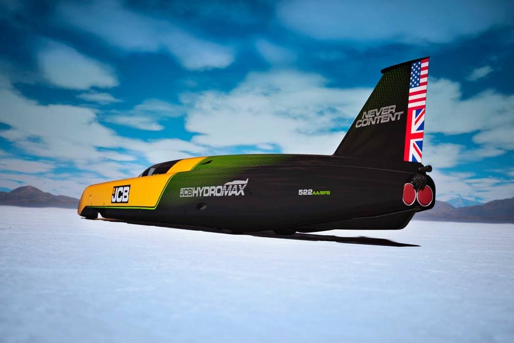 JCB Hydromax en la llanura de sal de Bonneville