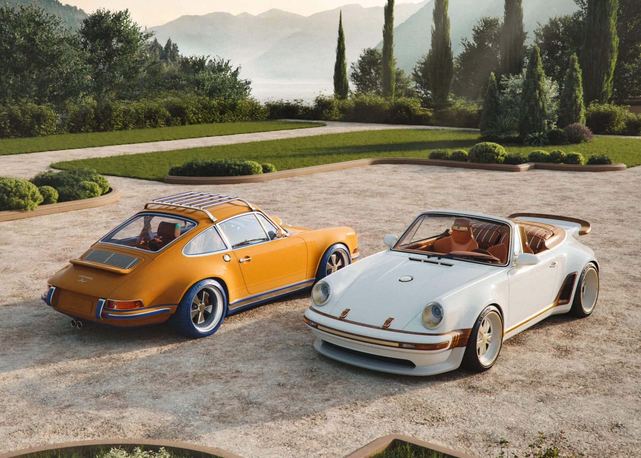 Cele două Porsche 911 restaurate de Singer împreună cu Louis Vuitton