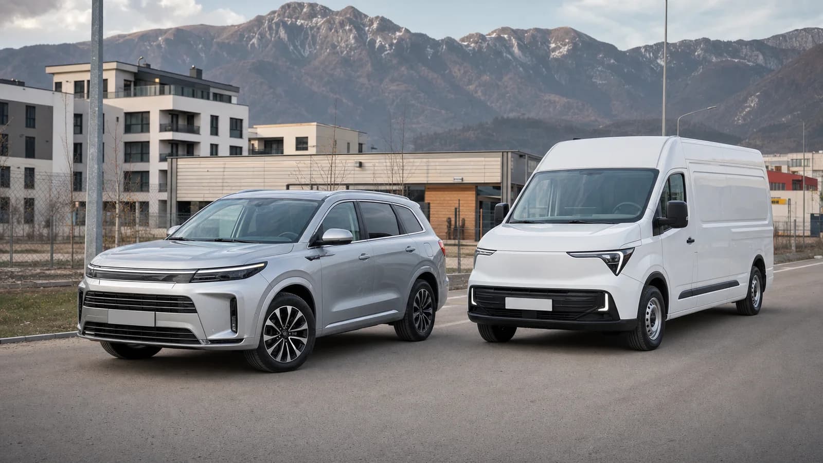 Chinese electric and hybrid cars parked on a British town street