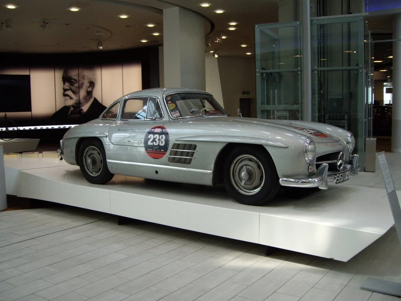 Mercedes-Benz 300 SL Gullwing displayed with its roof-hinged doors raised