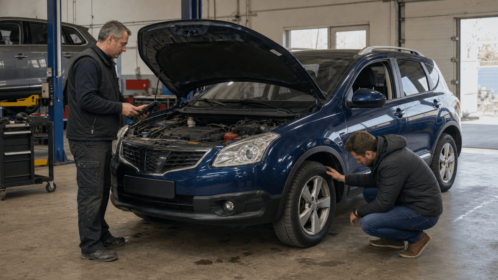 Nissan Qashqai second-hand verificat într-un service înainte de cumpărare