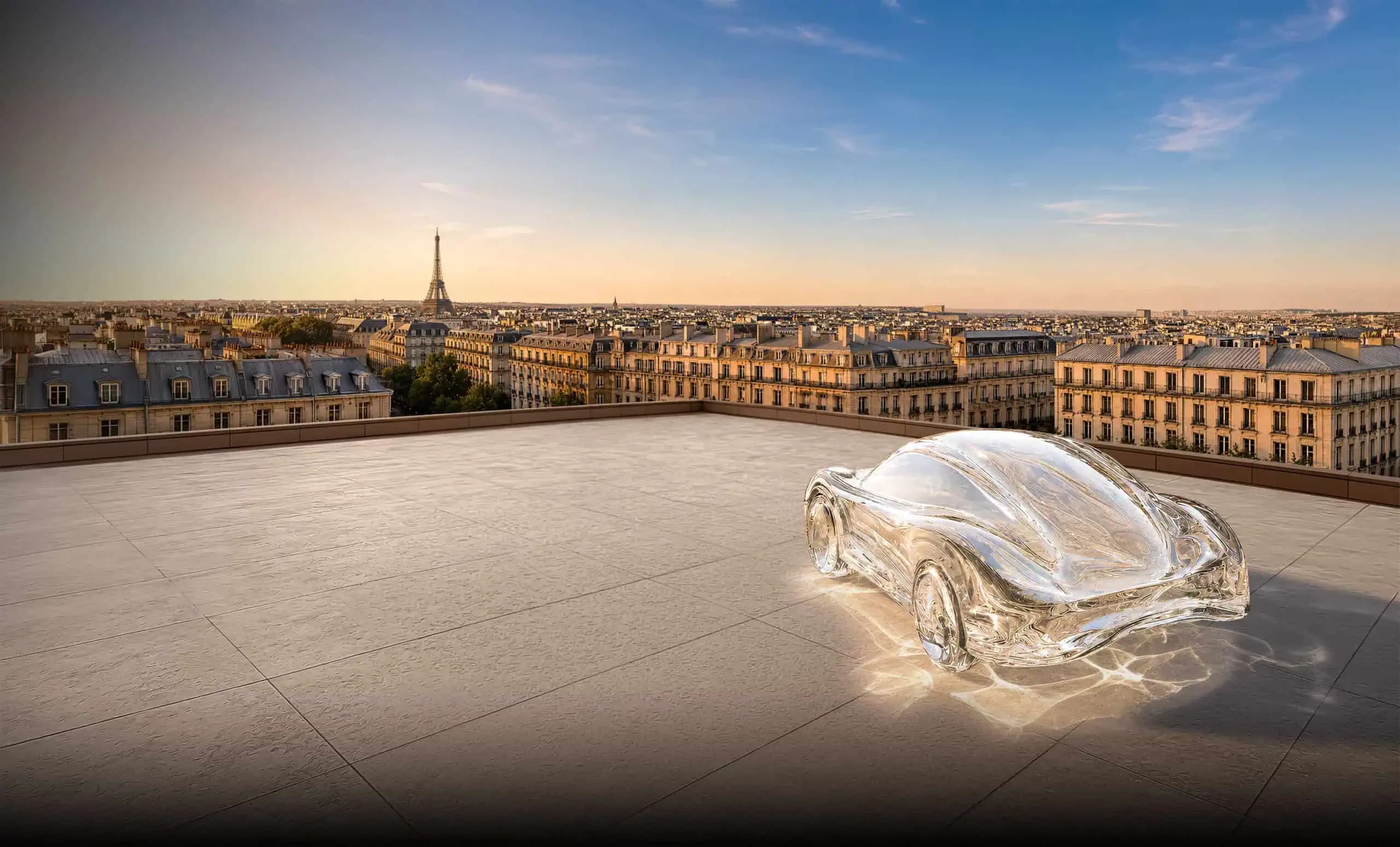 Poster ufficiale del Salone di Parigi 2026 con Parigi e un’auto concept