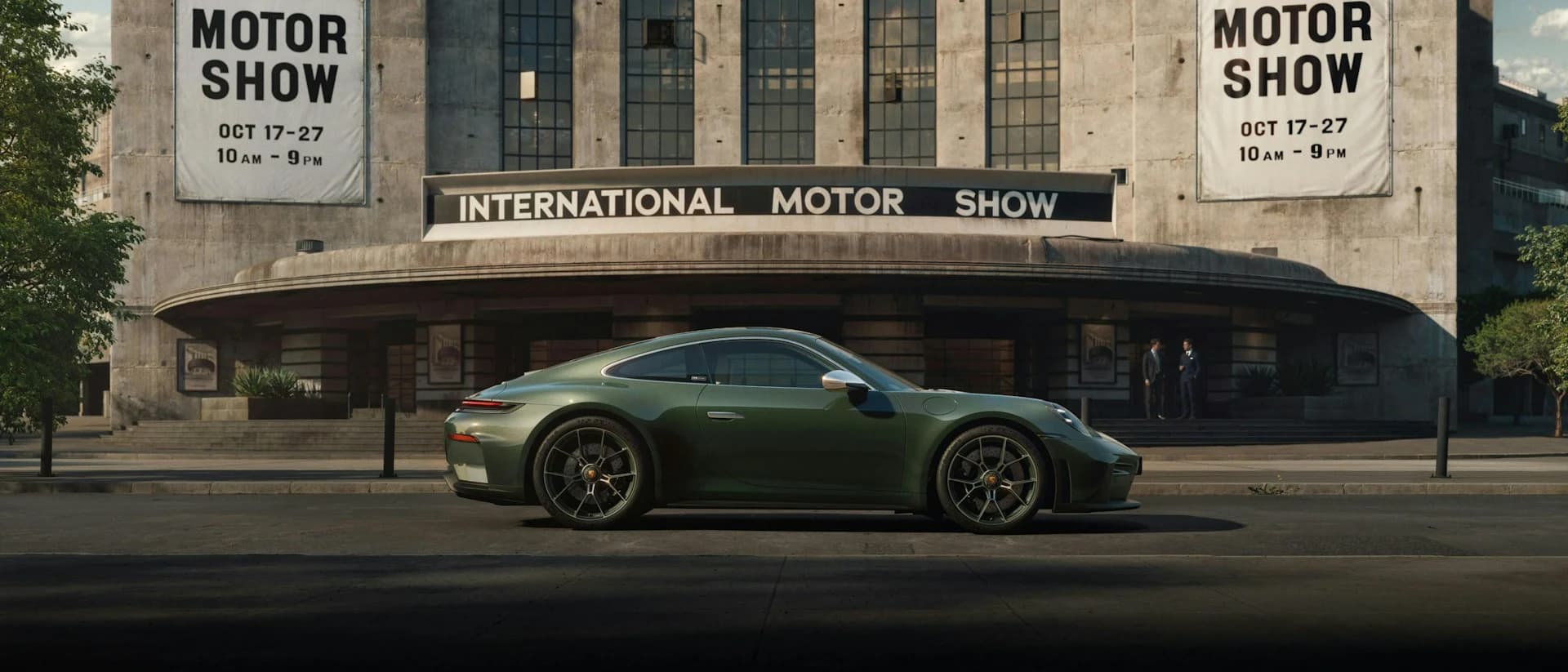 Porsche 911 GT3 Earls Court 51 Edition outside the historic International Motor Show building