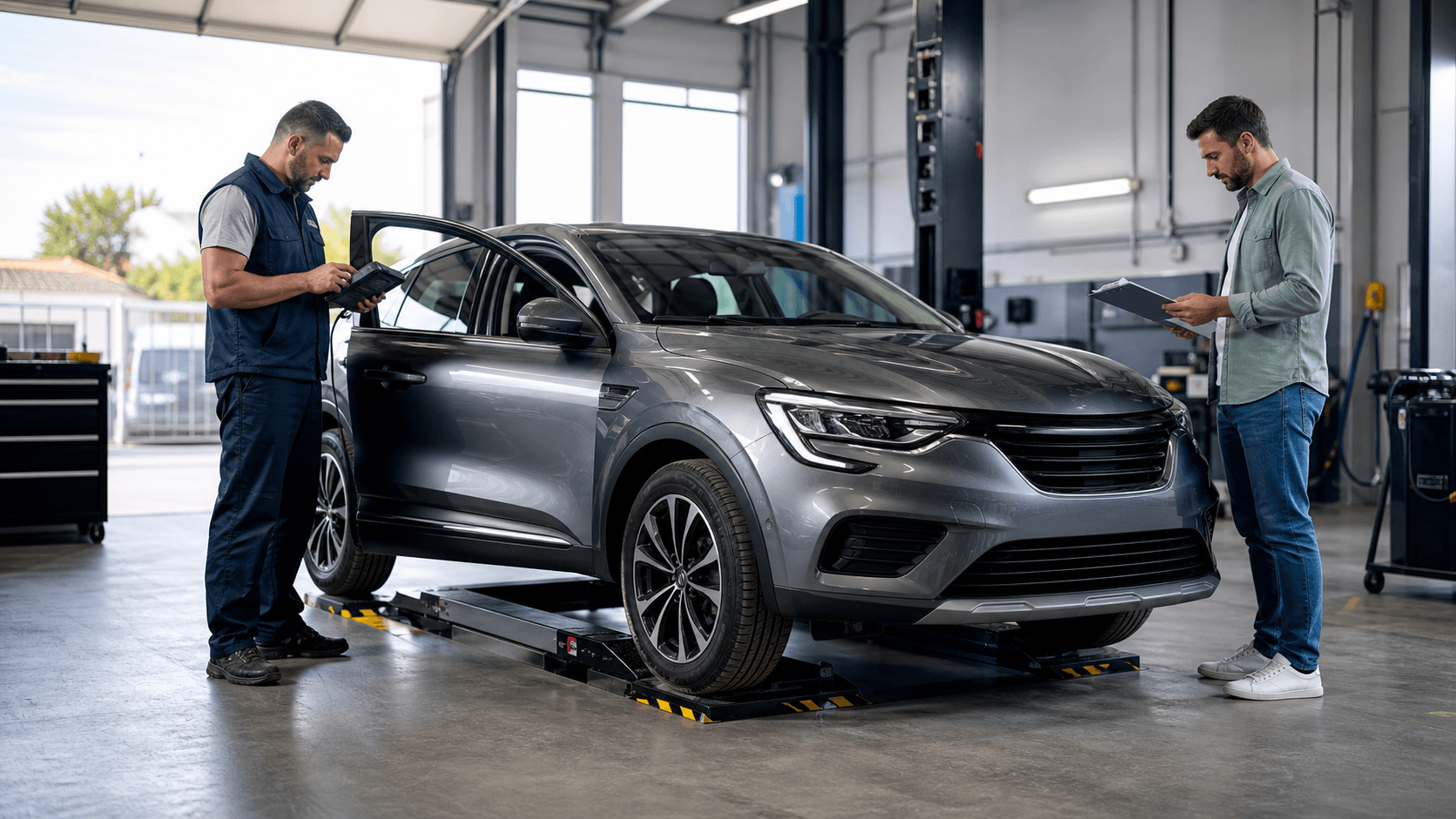 Used Renault Arkana inspected in a workshop before purchase
