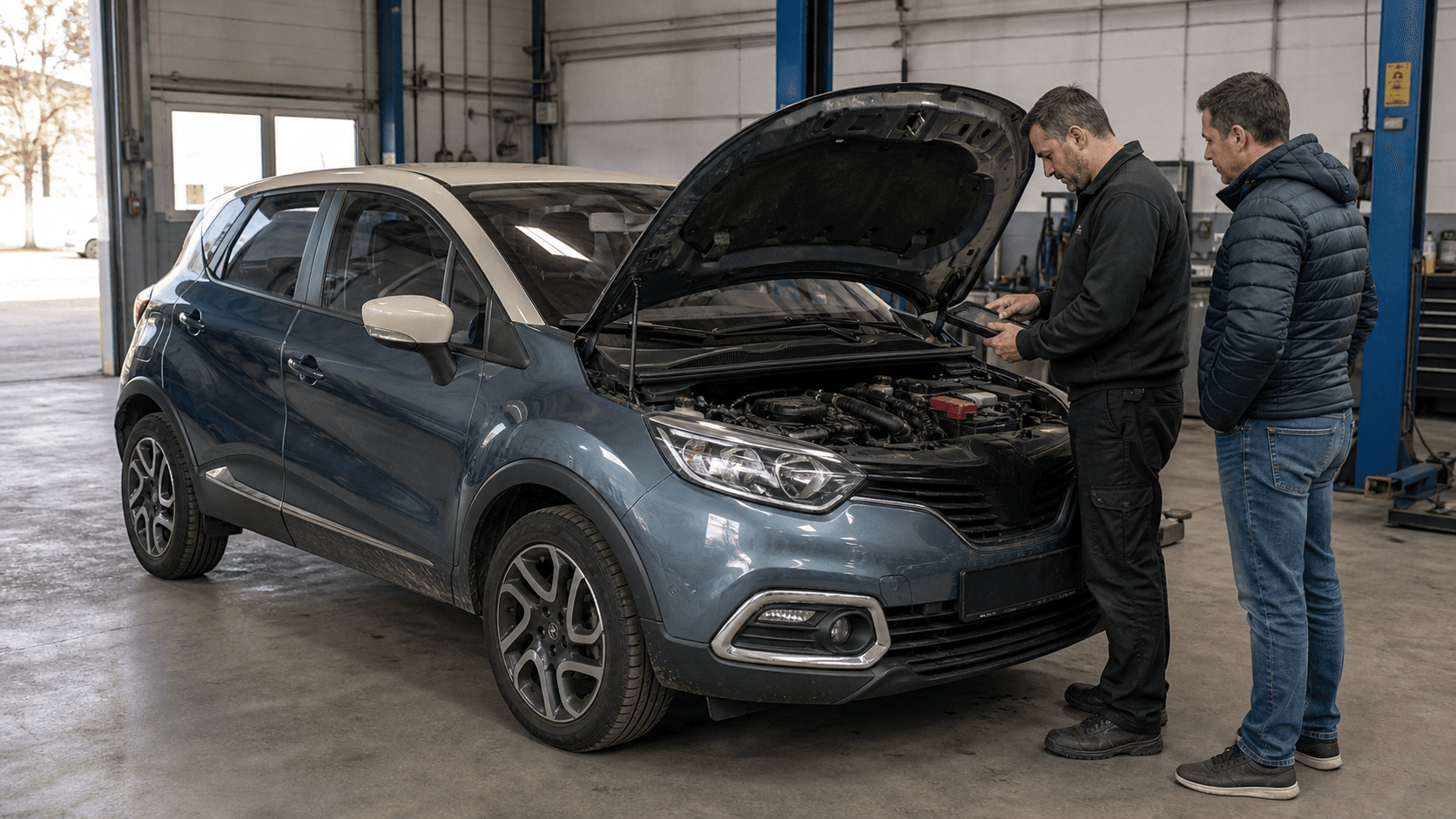 Renault Captur second-hand verificat într-un service înainte de cumpărare