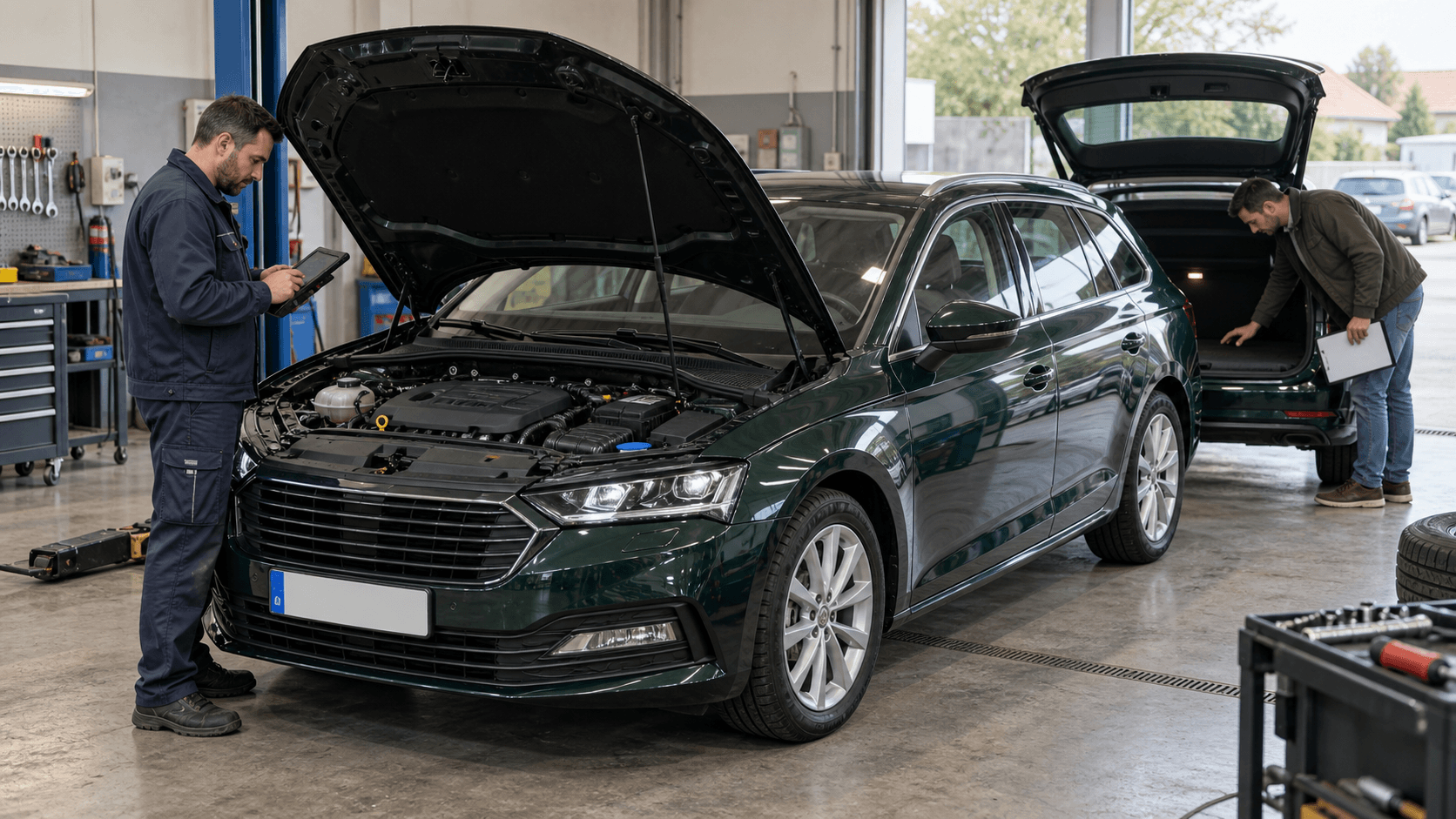 Auto familiare usata controllata in officina prima dell’acquisto