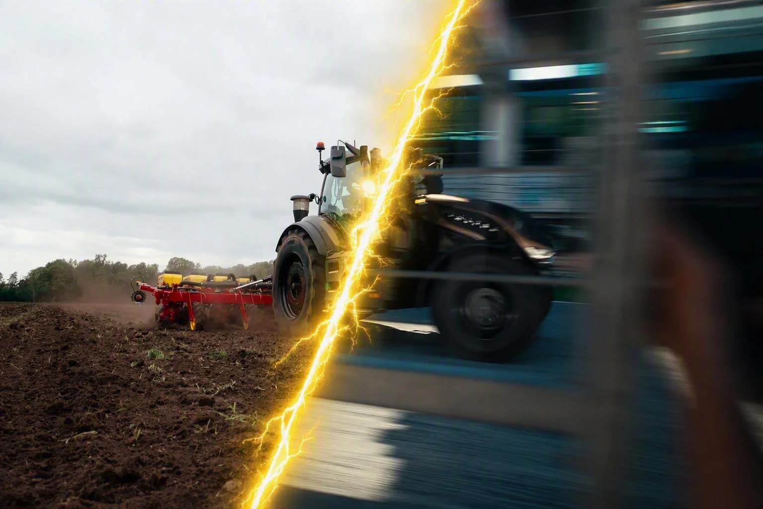 Red Valtra T Series tractor working in a field