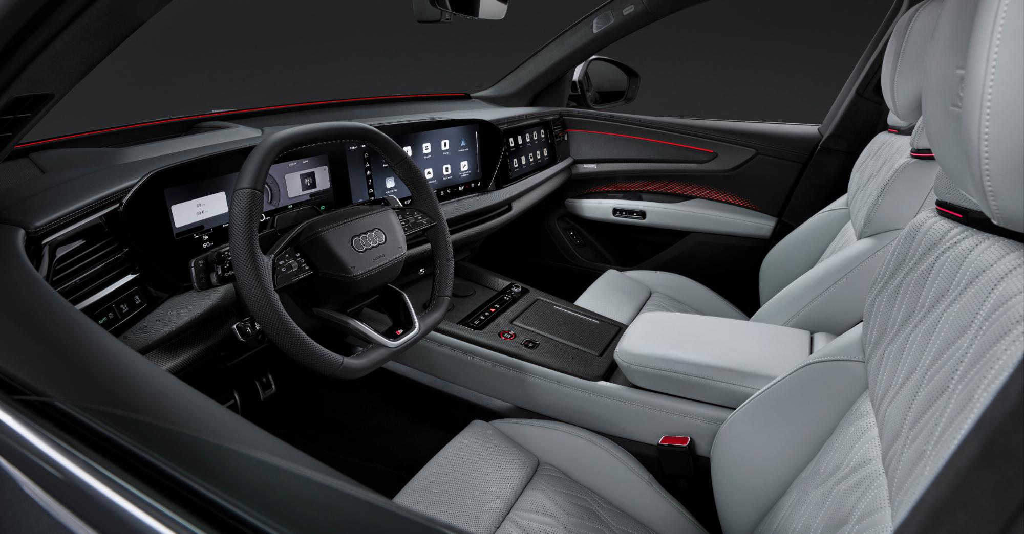 Interiorul Audi Q9, cu bord digital și trei rânduri de scaune