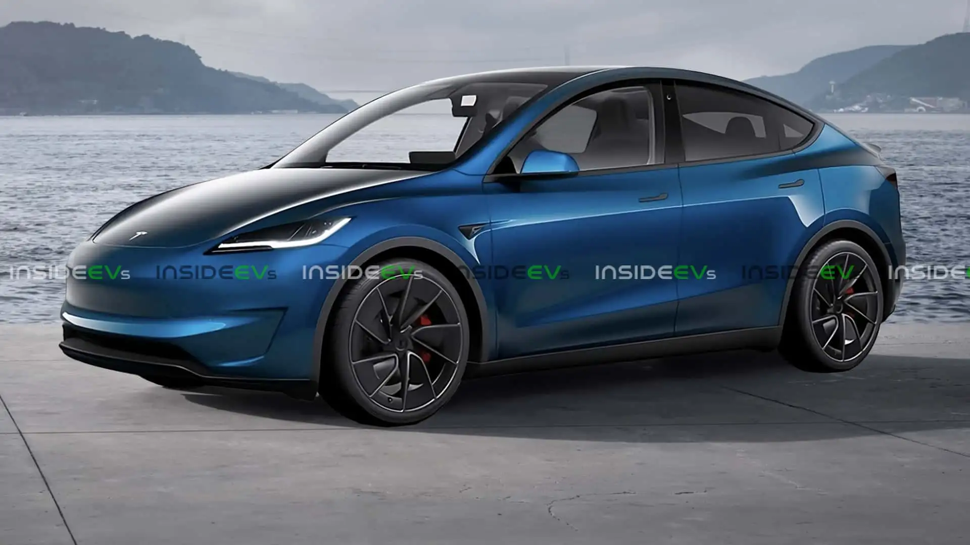 Tesla Model Y actualizado, fotografiado de frente