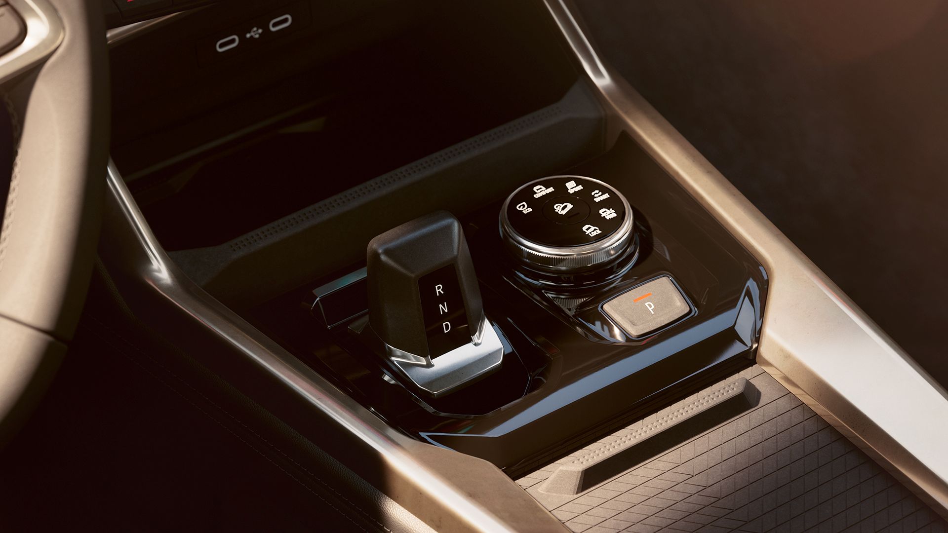 Renault Niagara, selector de marchas y mando rotativo para los modos de conducción