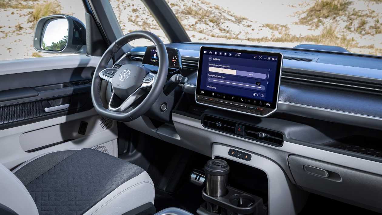 La pantalla central del Volkswagen ID. California Cruise con el modo de camping